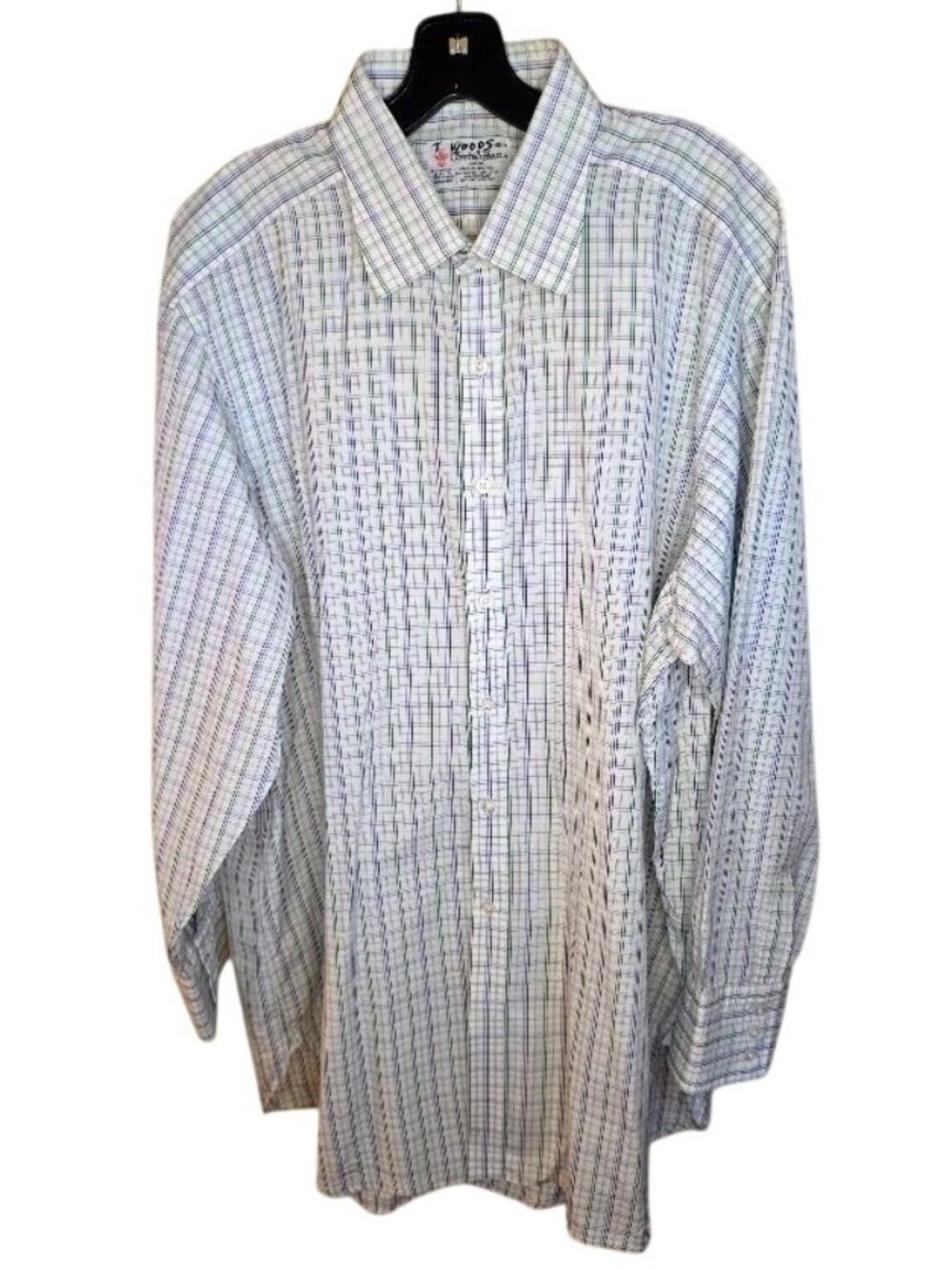 Turnbull & Asser Shirt Mens 18 45cm Plaid 100% Cotton Made England T&A Vintage